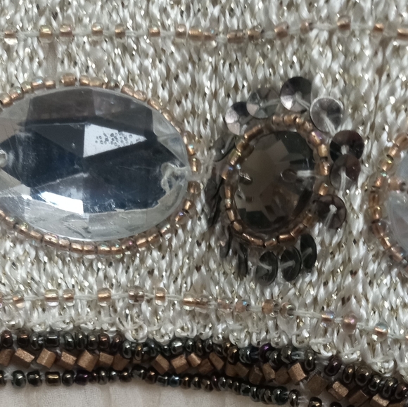 Caché Vintage Grecian Goddess Ivory Bejewelled Silk Dress- Size: 8 - Picture 7 of 16